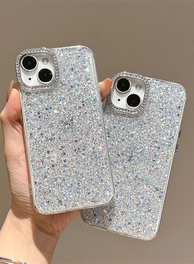 ins冷淡风滴胶满屏钻石闪粉适用三星note10+pro手机壳S23Ultra简约S24FE亮片A71硅胶A55个性A32透明A54女plus