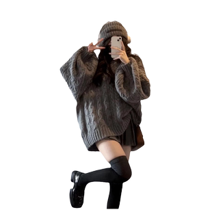 秋冬季奶系穿搭小个子俏皮活泼洋气学院风宽松毛衣百褶裙两件套装