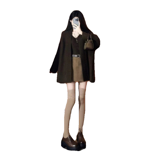 冬装搭配一整套盐系穿搭轻熟御姐气质韩剧小香风毛衣裙子两件套装