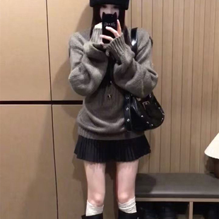 冬装搭配一整套韩系绝美巨好看小个子独特漂亮毛衣短裙两件套装女