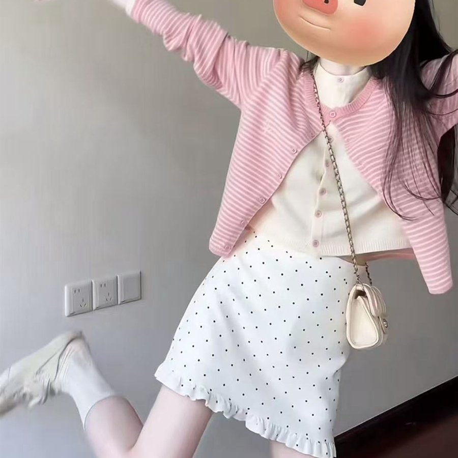 小香风毛衣开衫裙子两件套装