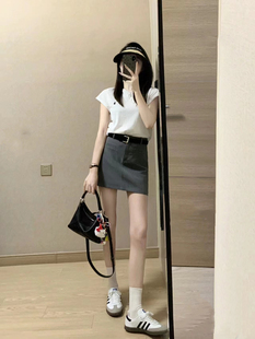 夏装 女 搭配一整套盐系轻熟御姐炸街美式 辣妹正肩上衣短裙两件套装