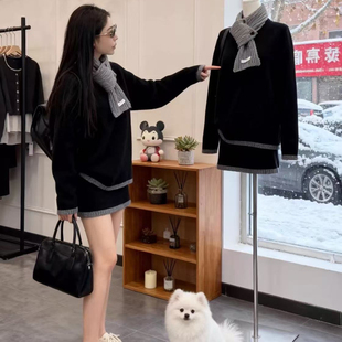 巨好看冬装一整套气质韩版高级感御姐独特漂亮撞色毛衣短裙套装女