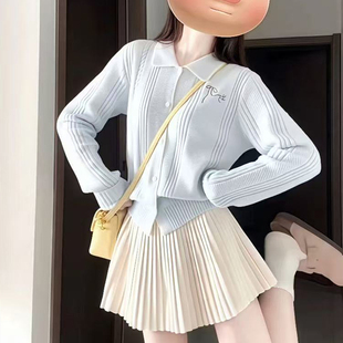 秋季韩系清纯系穿搭独特绝美漂亮小香风毛衣开衫百褶裙两件套装女