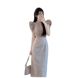 夏季富家千金感穿搭御姐轻熟风气质名媛上衣吊带连衣裙两件套装女