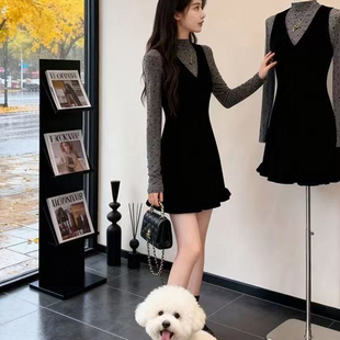 冬装搭配一整套高级感御姐轻熟气质独特漂亮上衣连衣裙子两件套装