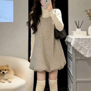 独特漂亮冬装一整套韩系绝美气质高级感巨好看的连衣裙子两件套装