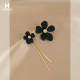 花迹不对称黑色花朵耳钉新款 潮小众高级感气质复古耳饰女 2026爆款