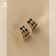 花迹菱形耳环女轻奢小众高级感耳饰气质高级大气棋盘格珍珠耳钉