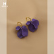 洋气花朵耳钉冷淡风夸张耳饰 时尚 花迹紫色花瓣耳环女2026新款 爆款