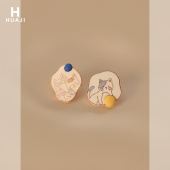 花迹小猫咪耳夹女日系可爱小动物耳环2026新款 百搭无耳洞耳饰 爆款