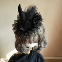 Halloween Witch hat, Dark witch hat, lolita top hat, cosplay magical girl prop, Lolita hair accessory thumbnail 2