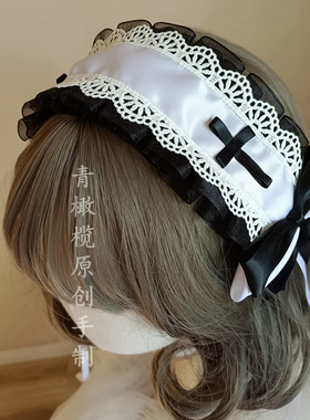 修女十字发带黑白lolita发饰