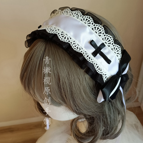 修女十字发带黑白lolita发饰
