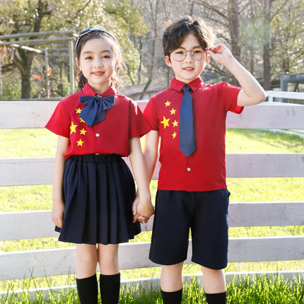 儿童红色爱国朗诵演出服小学生合唱服歌唱祖国男女童小主持人礼服