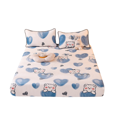 牛奶绒加绒加厚床笠单件支持定制