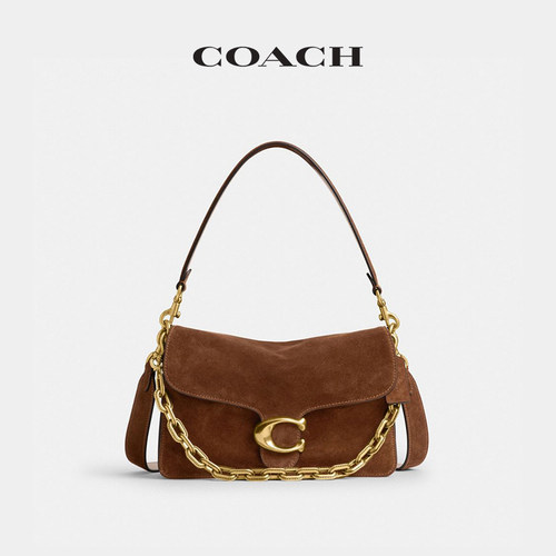 COACH/蔻驰女士CHAIN TABBY链带单肩包斜挎包仿麂皮高级感