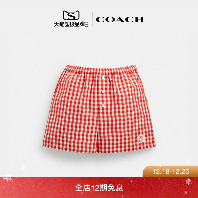 【新品】Coachtopia/蔻驰之城Loop方格纹平角短裤裤子休闲舒适