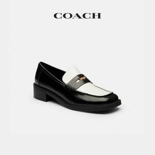 COACH/蔻驰女士方头乐福鞋粗跟鞋高级感舒适休闲