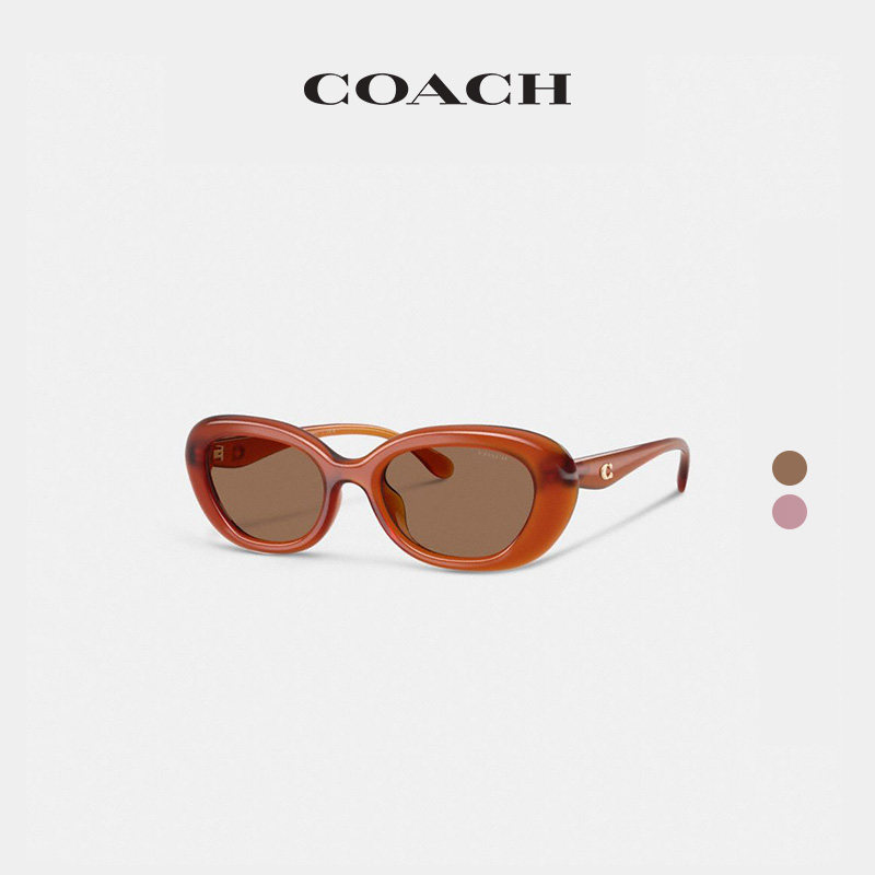 COACH/蔻驰女士C字饰件圆形框太阳眼镜