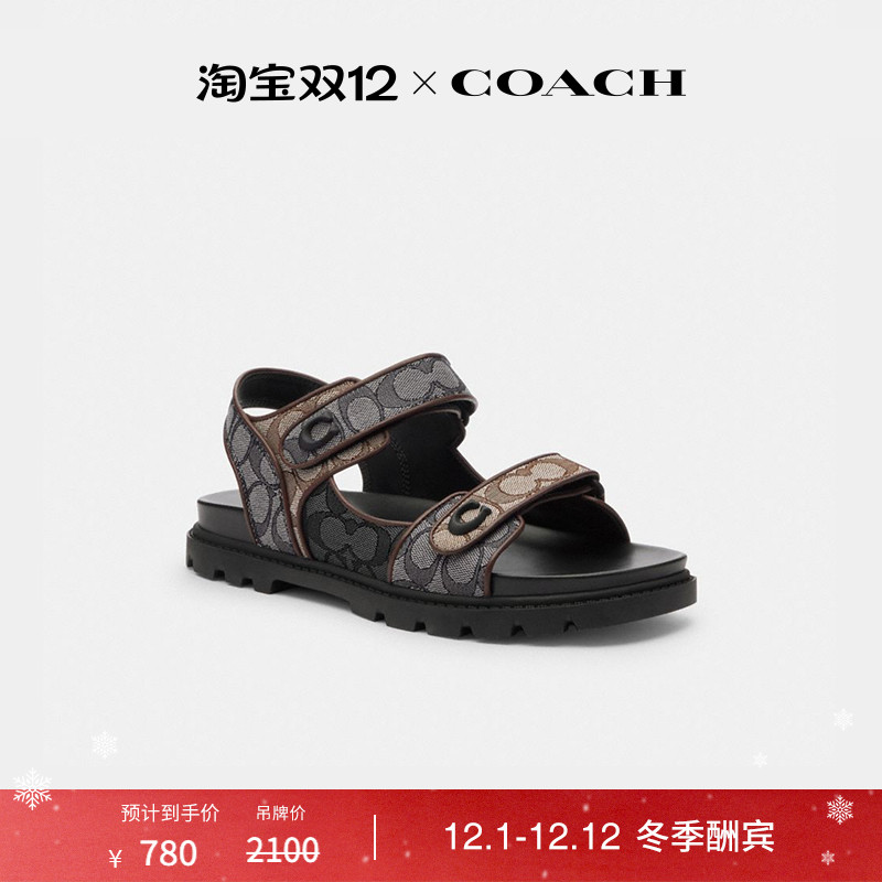 【新品】COACH/蔻驰男士厚底老花凉鞋鞋子休闲舒适外出