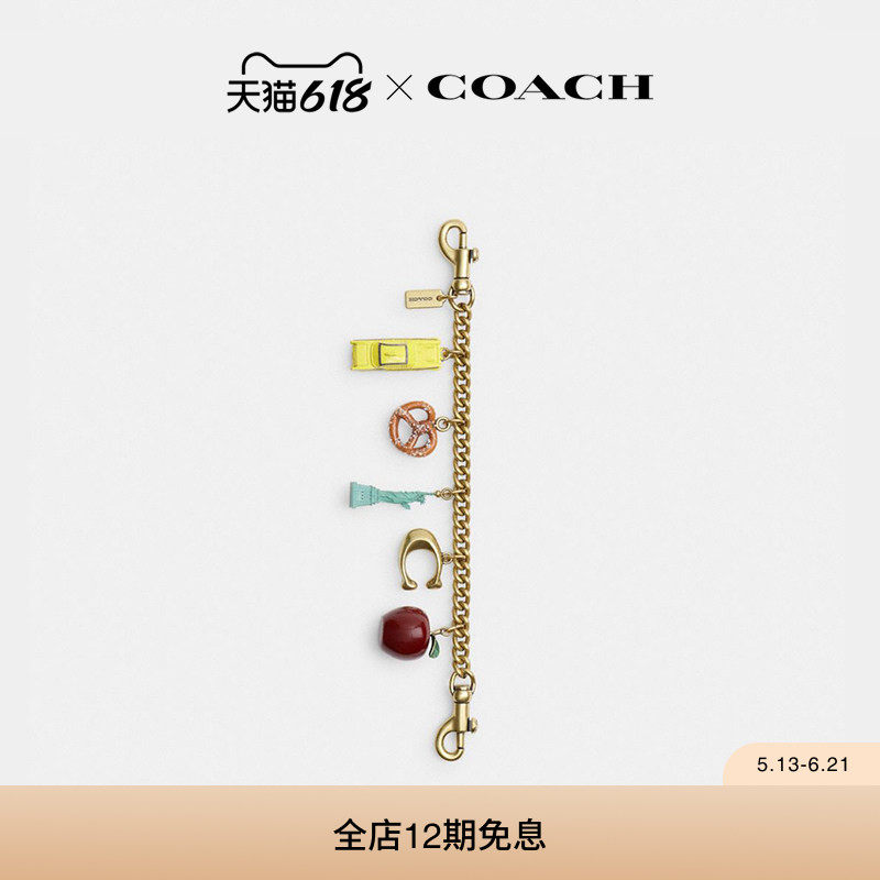 COACH/蔻驰女士纽约图案链条手袋挂件包挂配饰精致气质高级感
