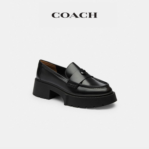 【礼物】COACH/蔻驰女士LEAH厚底乐福鞋小皮鞋厚底鞋子气质粗跟