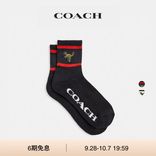 COACH/蔻驰男女同款REXY四分之一长筒袜柔软舒适黑色
