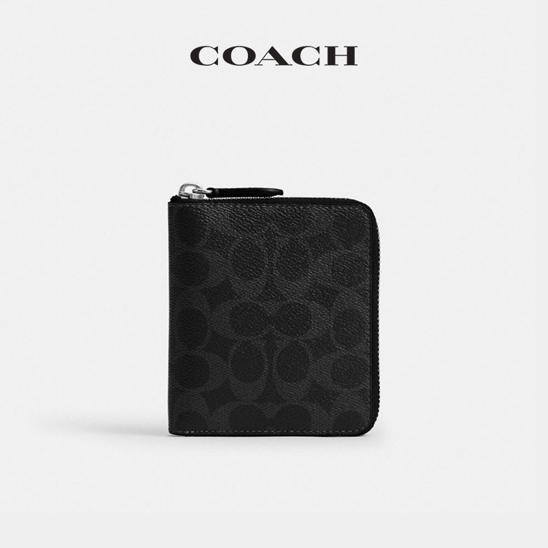 COACH/蔻驰男士老花环绕式拉链零钱钱包卡包轻便便携