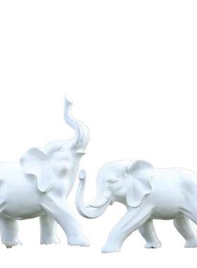 户外园林景观雕塑玻璃钢白色卡通大象摆件庭院商场售楼处美陈装饰