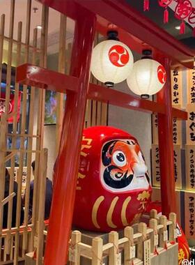 大型开运达摩雕塑日式风格烧肉居酒屋日料店门头玻璃钢装饰品摆件