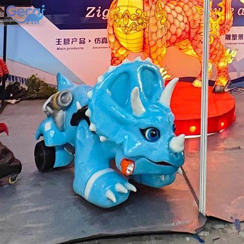 广场商场夜市摆摊儿童恐龙车恐龙骑行车硅胶软皮恐龙计时电瓶车
