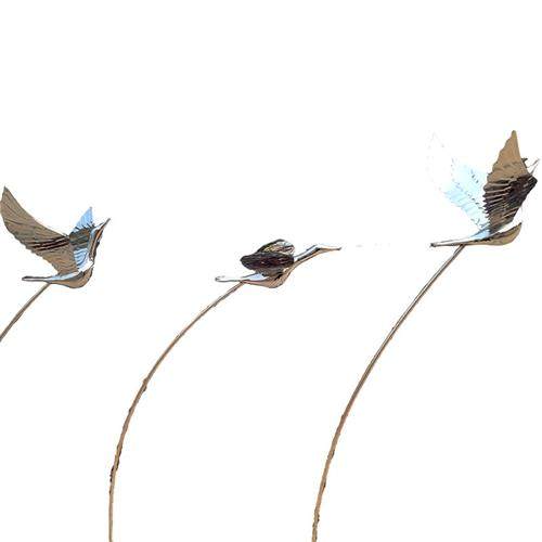 不锈钢鸿雁雕塑定制仙鹤摆件镜面金属鸟装饰品售楼部草坪户外鸽子