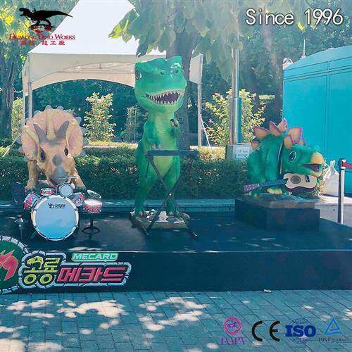 自贡恐龙制作厂家仿真恐龙模型大型景区节日巡游产品乐队全套