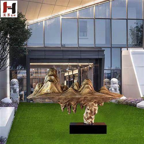 专业新款大型户外玻璃钢山石仿古铜装饰艺术品房地产园林雕塑