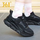 女2026新款 网鞋 透气全黑女鞋 361运动鞋 361度休闲鞋 初中生厚底增高