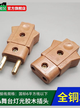 铜芯40A胶木插头铜公母对接舞台灯光帕灯婚庆用电木电源插头