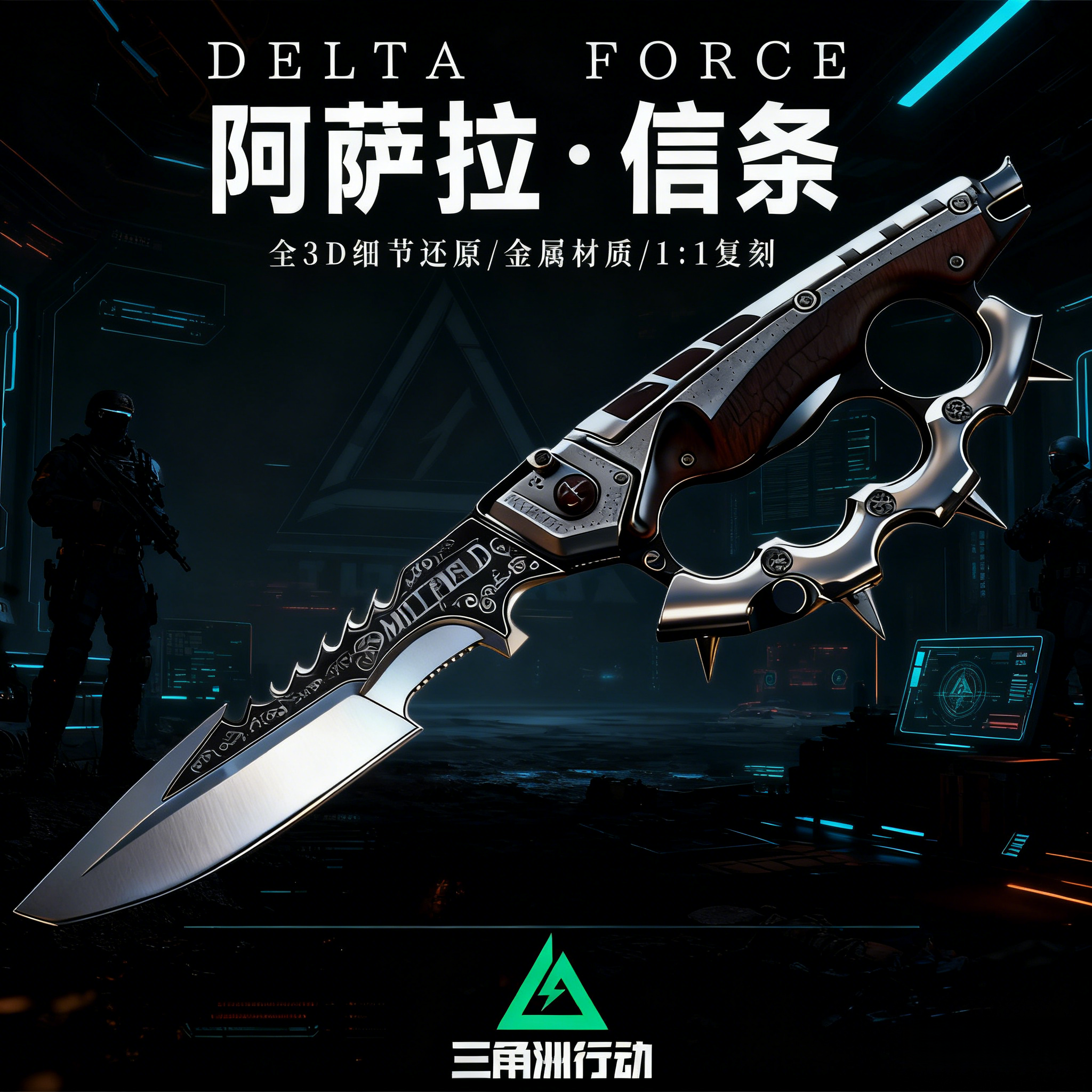 信条三角洲行动游戏周边官方正版高品质模型S7新款刀皮合金未开刃