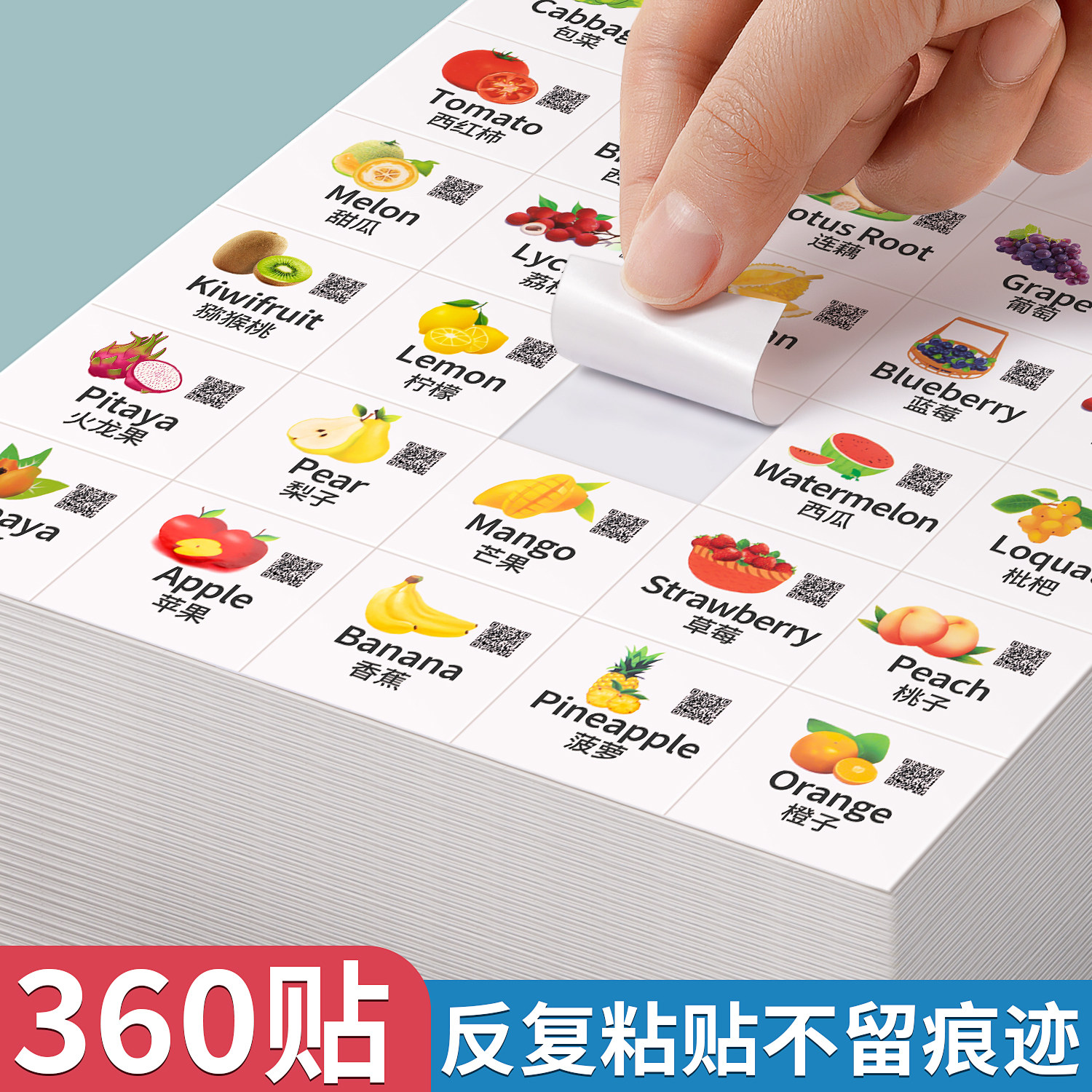 英语贴纸家庭随处便利口语卡片贴儿童英文单词学习训练发声神器