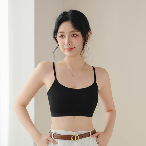 莫代尔无钢圈文胸一体带胸垫裹胸内衣抹胸bra背心女打底抹胸式