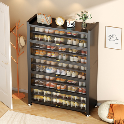 陌族家用钢制鞋柜玄关防尘储物柜门口走廊落地多层收纳柜铁艺鞋架