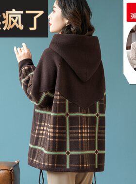 中老年针织毛呢厚外套女妈妈秋冬装大衣加肥加大码品牌贵夫人风衣