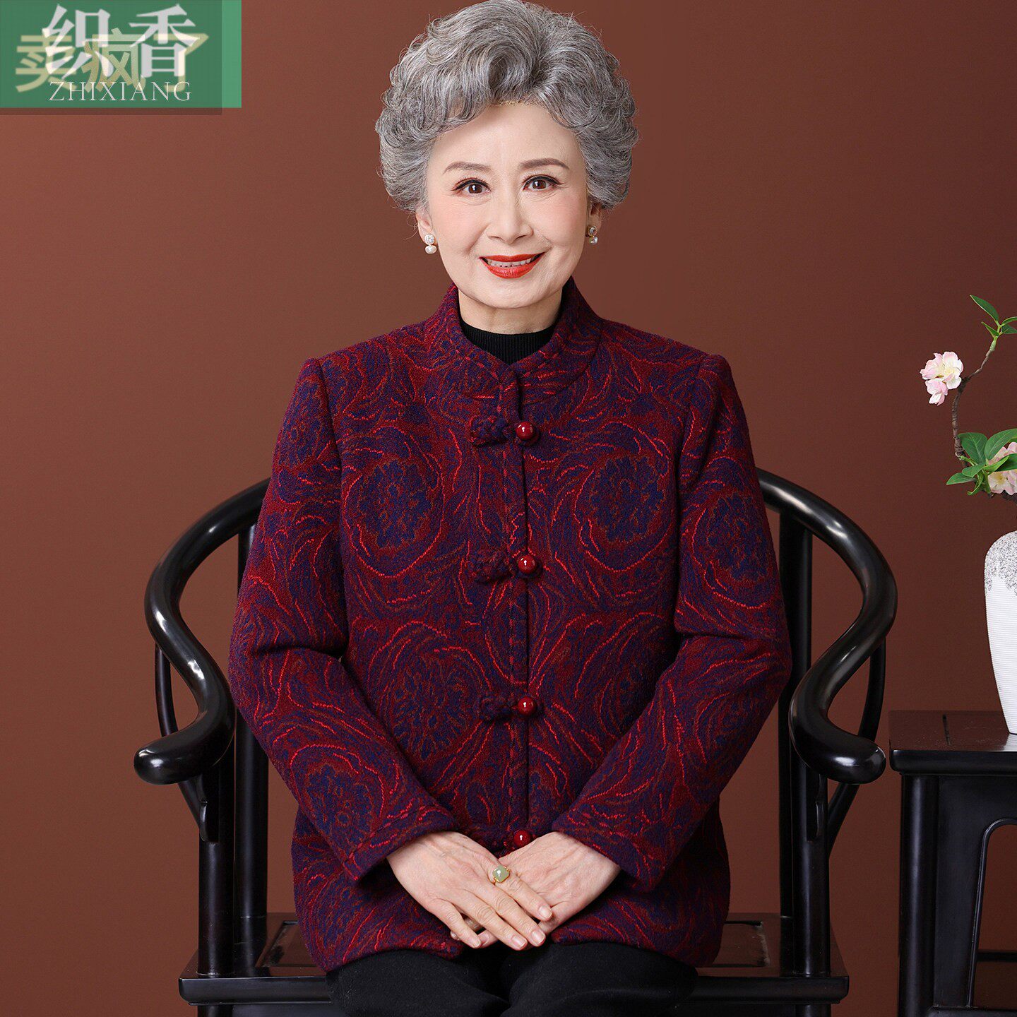 妈妈冬装毛呢外套老年人女装唐装70岁老人衣服洋气奶奶装2025新款