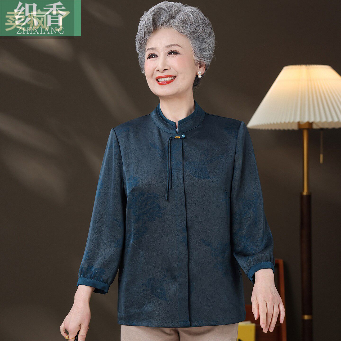 妈妈春装衬衫中老年人时尚气质上衣女老人衣服老太太奶奶夏装衬衣