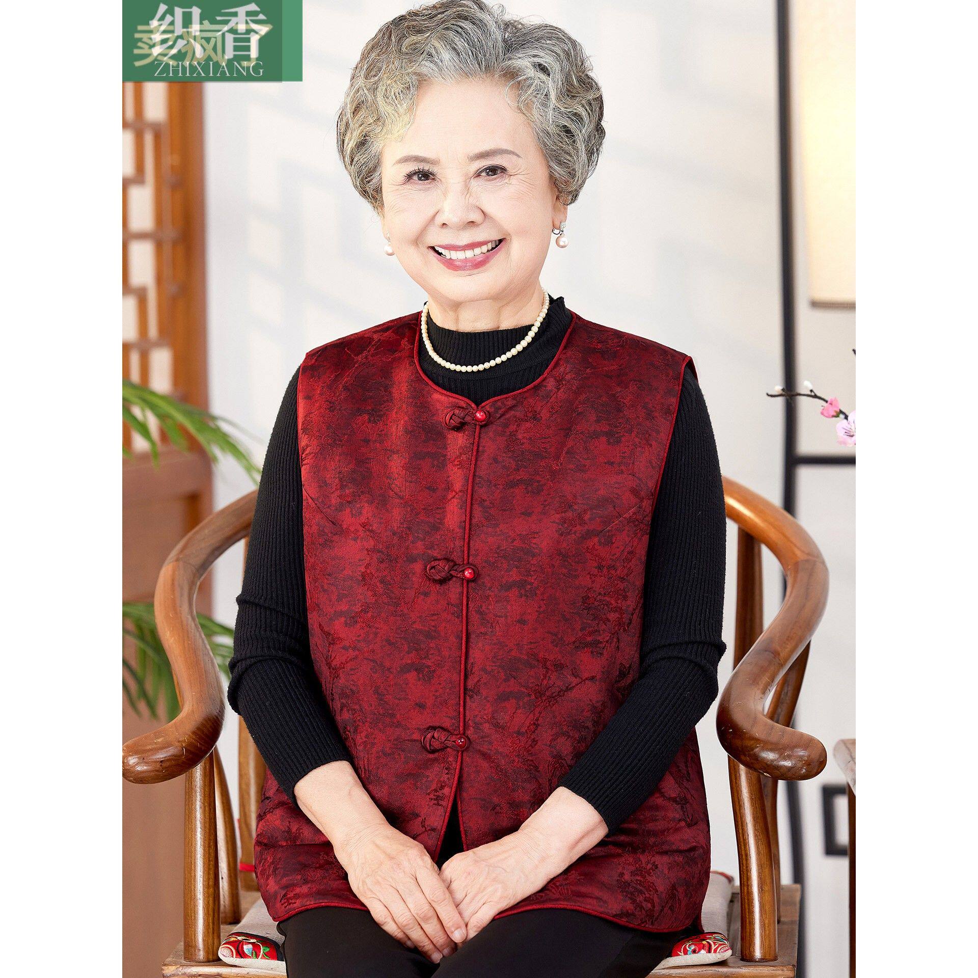 老年人马甲女奶奶秋装坎肩背心外穿老人上衣服老太太妈妈春秋外套