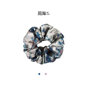 真丝22姆米桑蚕丝100%大肠发圈 莱茵河畔 高端复古油画盘头发饰