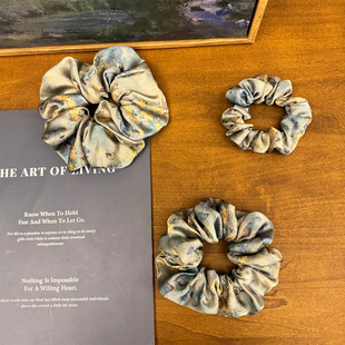 人丝织锦缎大肠发圈马尾丸子头发饰发绳质感高级绸缎面 庄周梦蝶