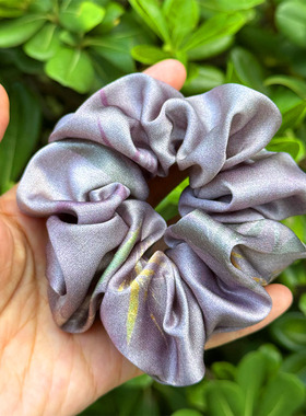 22姆米真丝桑蚕丝大肠发圈皮筋头饰紫色国风 新中式 紫竹原创发饰