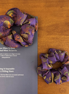 人丝织锦缎 九紫离火紫色葫芦大肠发圈中式美学 古风气质汉服旗袍