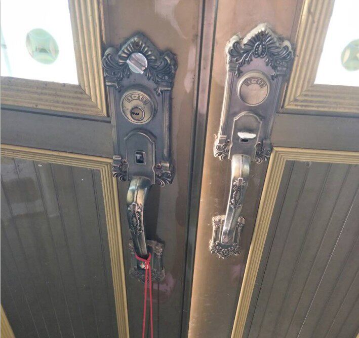 老式普斯金豪华大把手锁 SY808锁铝合金门双门锁彷古铜防盗门锁